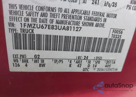 2003 Ford Explorer Sport Trac Xls/Xlt from USA, damaged, VIN 1FMZU67E83UA81127